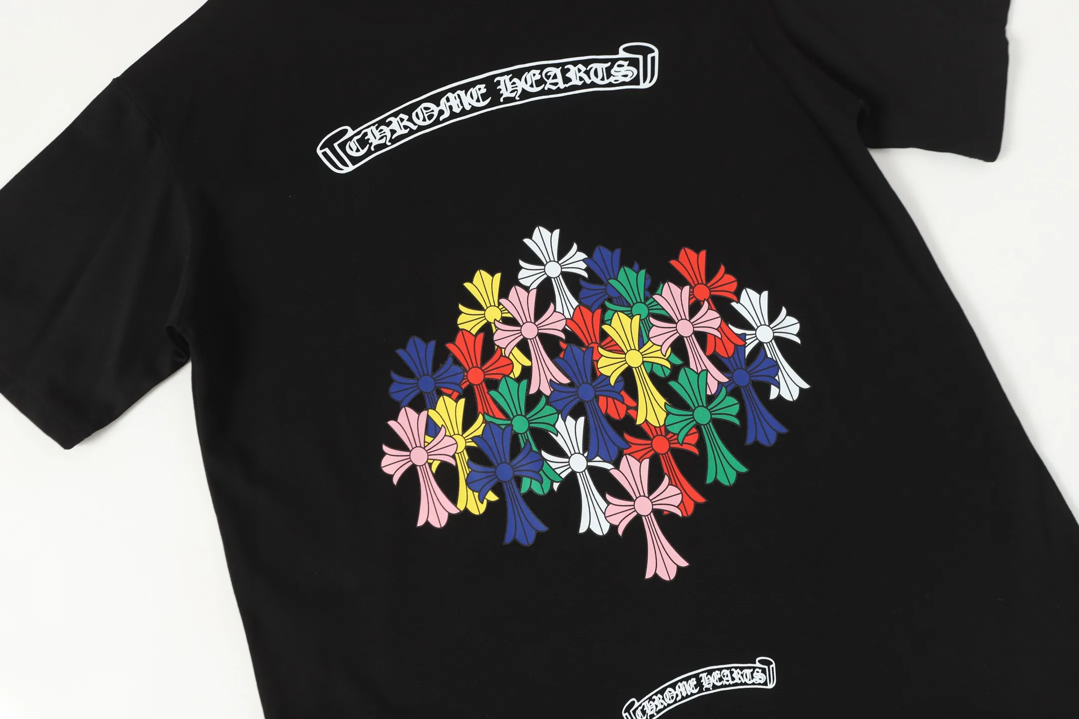 P160 -Chrome Hearts/Chrome Hearts 23ss color cross✝️Sanskrit letter printed short-sleeved T-shirt -High weight, high density and high quality. The wool is soft, delicate and skin-friendly. It feels soft and silky. It has excellent warmth and skin-friendly properties.